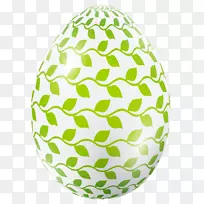 复活节彩蛋复活节剪贴画-带叶子的复活节彩蛋