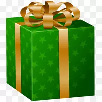 圣诞礼盒剪贴画-绿色礼品盒PNG剪贴画图片
