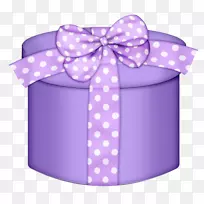 圣诞礼物粉红剪贴画-紫色圆礼盒PNG剪贴画