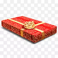 圣诞礼物红礼盒配金蝴蝶结