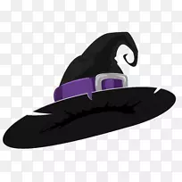女巫帽剪贴画-女巫帽黑色和紫色PNG剪贴画