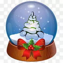 圣诞老人雪球圣诞剪贴画圣诞树雪球透明PNG剪贴画图片