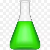 限制试剂化学物化学反应瓶绿透明PNG剪贴画