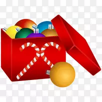 圣诞装饰品圣诞老人圣诞装饰剪贴画-盒子中的圣诞球透明PNG剪贴画图片