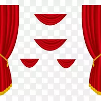 剧院窗帘和舞台窗帘，窗夹艺术.透明的红色窗帘装饰