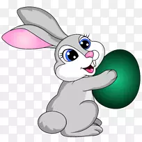 复活节兔子复活节彩蛋剪贴画-复活节兔子与彩蛋透明的PNG剪贴画图片