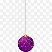 圣诞装饰剪贴画-紫色悬挂圣诞球PNG剪贴画