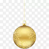 圣诞节装饰品黄金剪贴画-大透明金圣诞球装饰PNG剪贴画