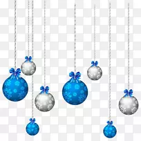 圣诞剪贴画-蓝白色悬挂式圣诞球