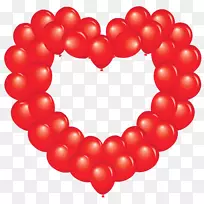 气球心脏夹艺术-透明红色心脏气球PNG剪贴画