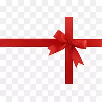 圣诞彩带礼品剪贴画-礼品红丝带PNG图像
