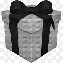 礼品盒白色剪贴画-礼品盒白色黑色透明PNG剪贴画