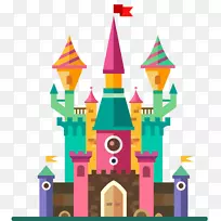 童话魔术插图-可爱的城堡PNG剪贴画形象