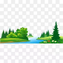 森林剪贴画-青草湖树木透明攀岩