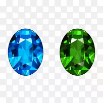 宝石钻石黄玉剪贴画-透明蓝绿钻石PNG剪贴画