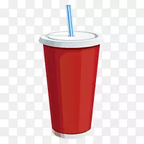 软饮料杯夹艺术.红色塑料饮料杯png剪贴画