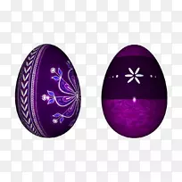 复活节兔子彩蛋紫色剪贴画-复活节彩蛋