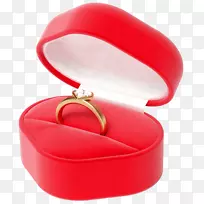 心订婚戒指盒钻石-带戒指的心盒