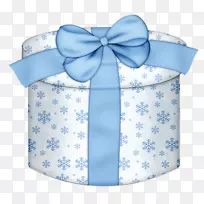 礼品蓝色剪贴画-白色和蓝色圆形礼品盒PNG剪贴画