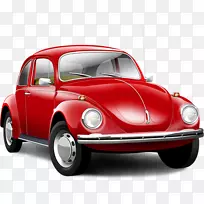 跑车大众甲虫图标-红色旧大众甲虫PNG汽车图像