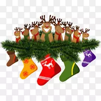 驯鹿圣诞装饰品圣诞长袜圣诞礼物-松枝上透明的圣诞鹿