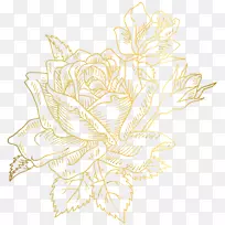 花卉设计文字切花插图-金色装饰玫瑰PNG剪贴画形象
