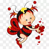 蜜蜂大黄蜂剪贴画-带心的情人节红蜂图片