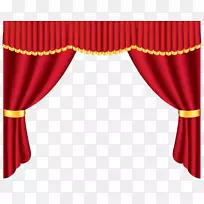 剧院窗帘和舞台窗帘，窗夹艺术.透明的红色窗帘