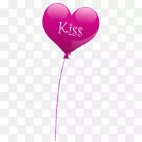 心气球情人节剪贴画-透明心吻气球PNG剪贴画