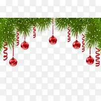 杉木圣诞装饰圣诞树-圣诞松树装饰，红色装饰，PNG剪贴画