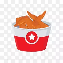 炸鸡水牛翼鸡块-一桶炸鸡翅膀，明星纸盒
