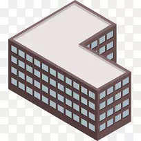 建筑红色-l形古建筑