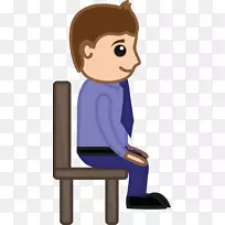 椅子卡通坐剪贴画-一个坐在长凳上的男人