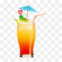 龙舌兰日出鸡尾酒橙汁马里布-黄色鸡尾酒