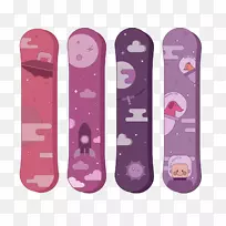 滑雪板滑雪数码插图-紫色可爱滑雪板