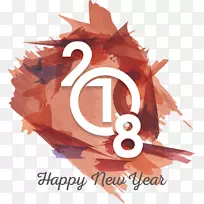 新年祝福圣诞贺卡-2018年红色遮阳刷海报