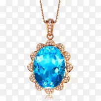 蓝宝石项链吊坠珠宝宝石蓝宝石吊坠金边