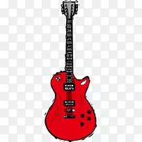 摄影卡通插图.红色电吉他