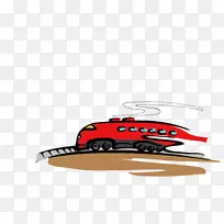 火车卡通插图-红色列车