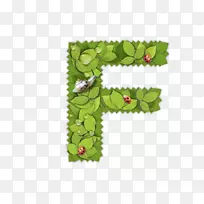 英文字母f字母-绿叶字母f