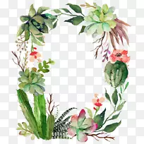 圣经以赛亚43印花-肉质仙人掌绿色花环