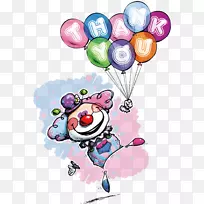 海报小丑插图-拿气球的小丑
