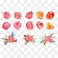 花束花园玫瑰水彩画