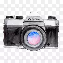 水彩画照相机标志绘画摄影手绘佳能相机