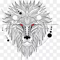 狮子t恤纹身-凶猛的狮头图腾