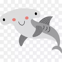 鲨鱼卡通插图.灰鲨