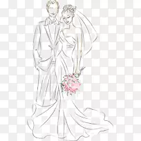 卡通剪贴画.手绘新娘和新郎