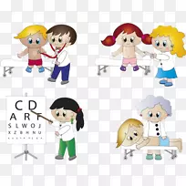 医生卡通摄影插图-医生治疗儿童