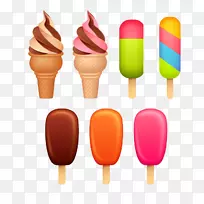 冰淇淋锥草莓冰淇淋-卡通冰淇淋甜点