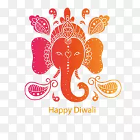 Diwali大象-彩色排灯节背景模板下载